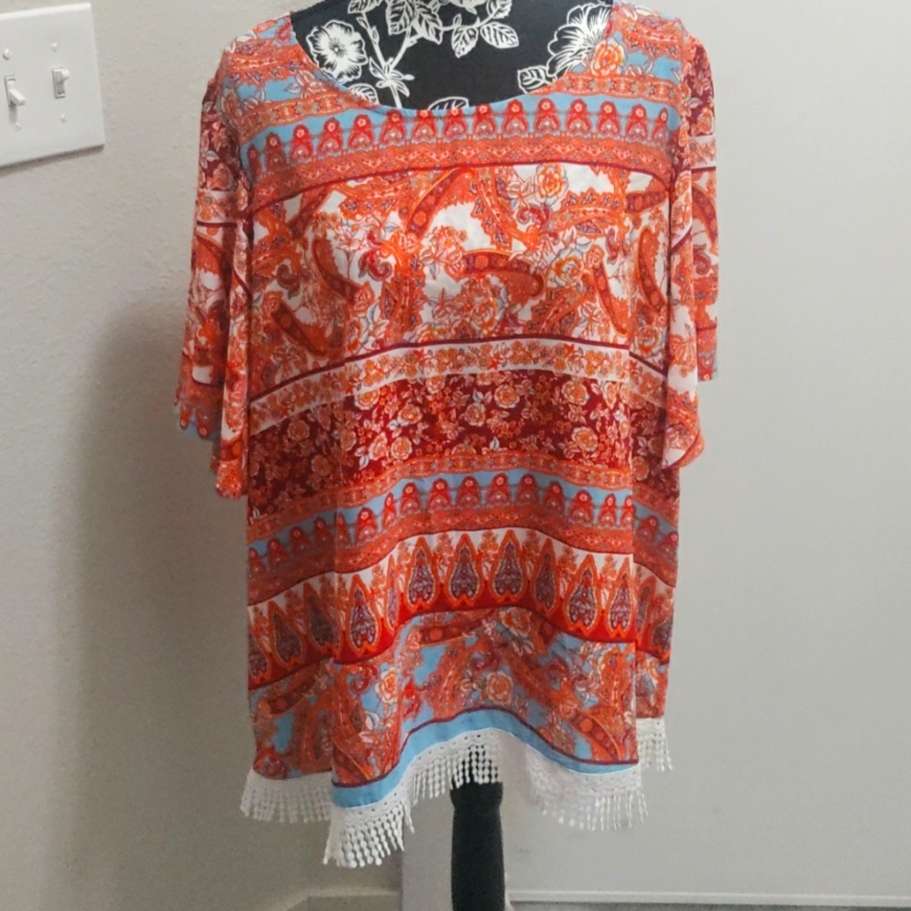Cato Orange Paisley blouse